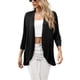 thumbnail image 2 of Cárdigan de manga tres cuartos para mujer de VISgogo, blusas con dobladillo caído con volantes de Color sólido con parte delantera abierta, prendas de vestir finas de estilo informal de calle VISgogo  moda, 2 of 6