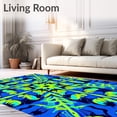 thumbnail image 2 of ODIKA 5'x7' Machine Washable Non-Slip Area Rug, Fractal Weed Leaf Loop with Digital Art Aesthetics High Traffic Rug with Pad, Blue, 678309, 2 of 8