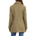 thumbnail image 3 of Women's Long Sleeves Peacoat Double Breasted Button Outerwear Winter Coat L Coffee, 3 of 6