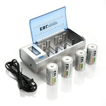 EBL D Cell Rechargeable Batteries 10000mAh with Battery Charger, 4 Pack