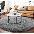 thumbnail image 2 of Nvzi Gray Round Rug for Bedroom,Fluffy Circle Rug 23.6*23.6in,Shaggy Circular Rug for Nursery Room,Fuzzy Plush Rug for Dorm, 2 of 3