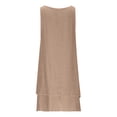 thumbnail image 5 of Uscallm Women Plus Size Summer Sleeveless Round Neck Boho Flowy A-Line Mini Dresses Casual Basic Solid Loose Swing Vacation Beach Party Sundress, Khaki L, 5 of 6
