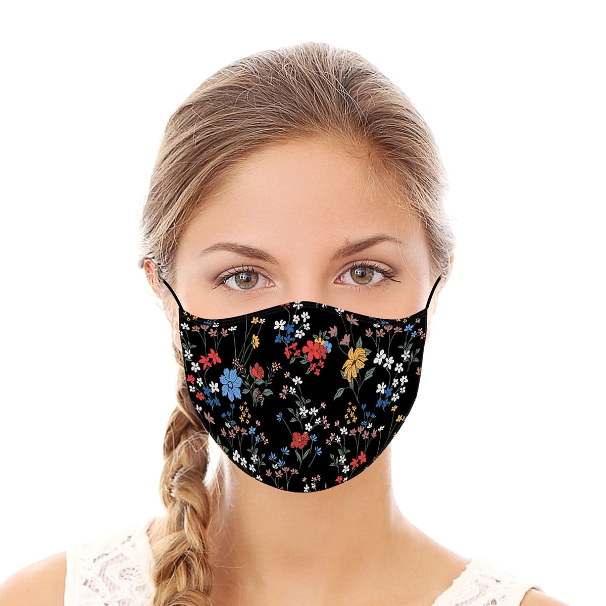 Black Floral Reusable Cloth Face Mask