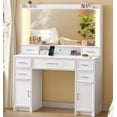 thumbnail image 1 of Makeup Vanity Desk with Mirror and Lights, White Vanity Table with 3 Color Lights, 7 Storage Drawers and Large Mirror for Women,White, 1 of 8