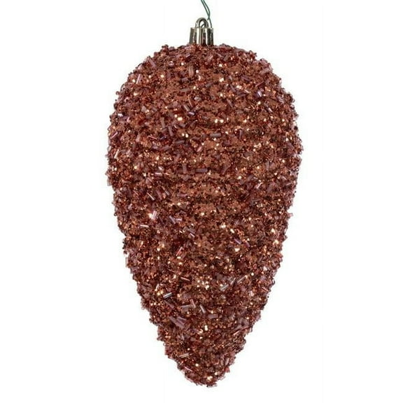 Vickerman N247258D 7 in. Glitter Pinecone Ornament, Rose Gold - 4 per Bag