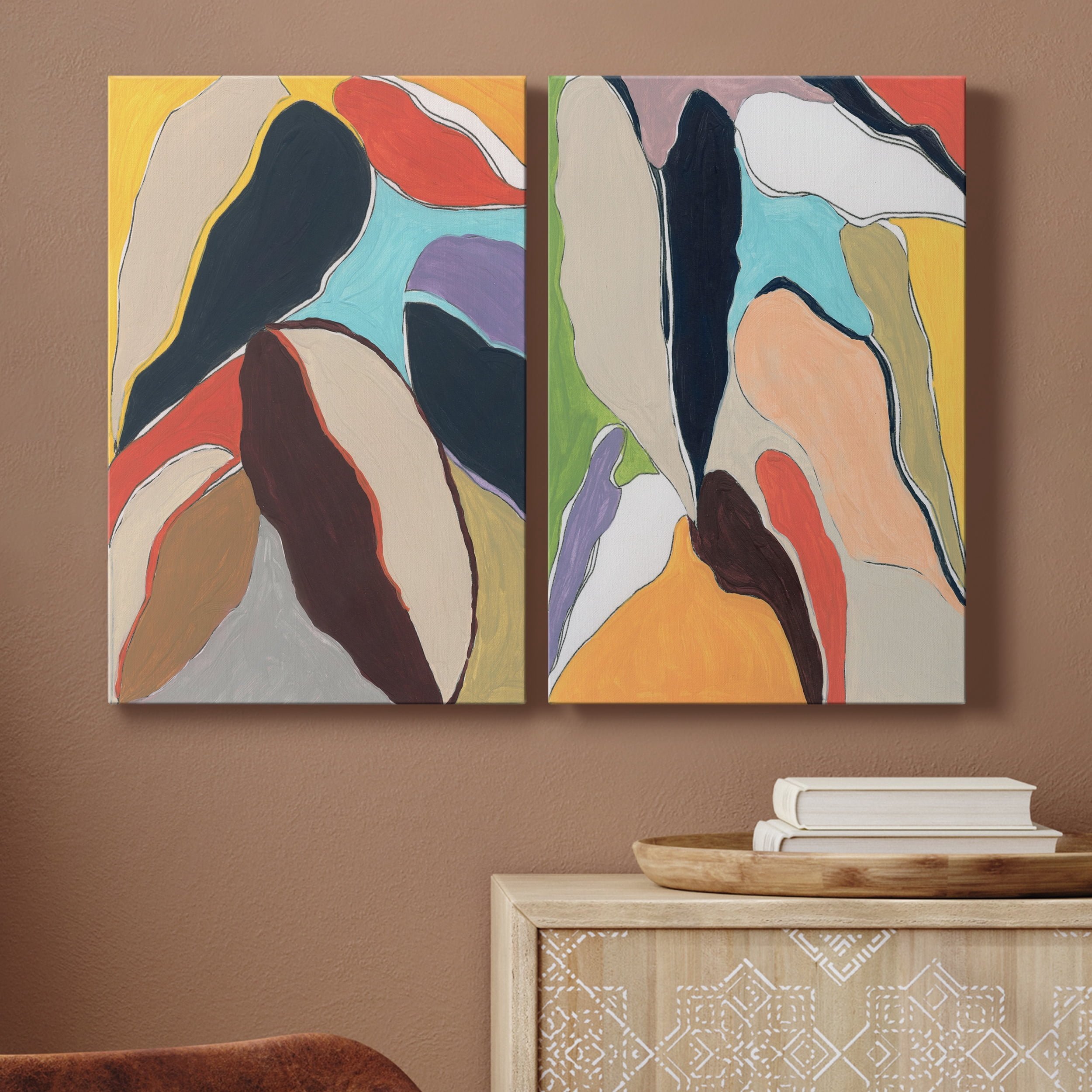 Botanical Revisit I Premium Gallery Wrapped Canvas - Ready to Hang - Set of 2 - 32 x 48 Each