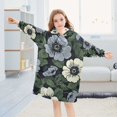 thumbnail image 5 of FORMRS Wearable Blanket Hoodie with Sleeves for Kids Cozy Flannel Sweatshirt, Dark Floral, 5 of 7