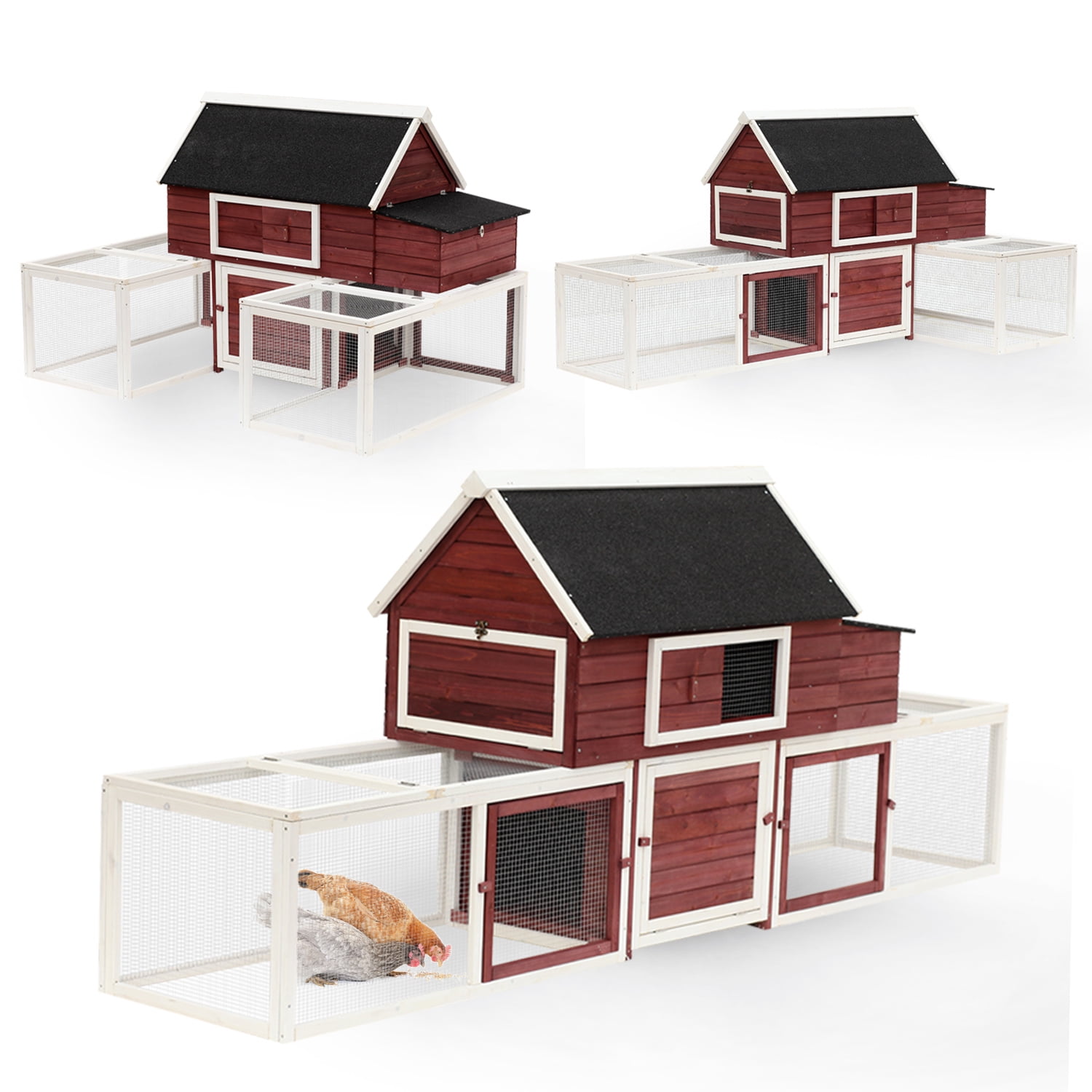 Pawhut 114 Wooden Customizable Backyard Chicken Coop With Nesting