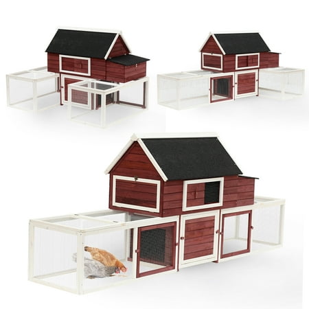 Pawhut Modular Backyard 114 in. Chicken Coop with Nesting Box and Outdoor
