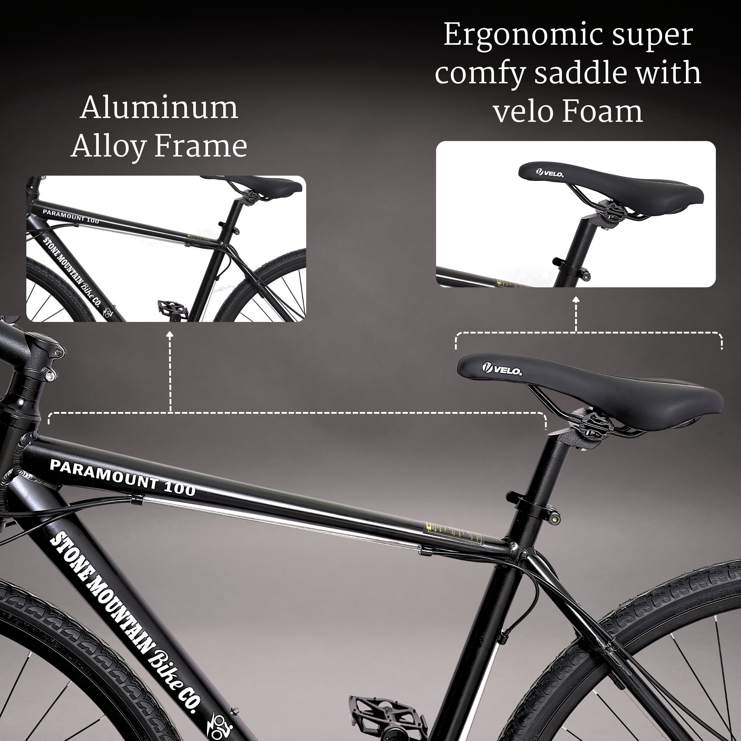 5Seconds PARAMOUNT 100 Hybrid Bicycle, Lightweight Aluminum Frame 21- Speed Bike with Trigger Shifters, and Mechanical Disc Brakes - Black