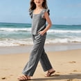 thumbnail image 6 of Amidoa Girls 2 Piece Outfits Summer Clothes Ruffle Sleeve Tank Top and Casual Short Kids Clothing Sets Black Size 6, 6 of 8