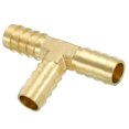 thumbnail image 1 of Uxcell Conector en T de 1/2" Barb, Unión de 3 Vías de Latón para Mangueras, Conexiones para Agua, Combustible, Aire, Aceite y Gas, 1 of 7