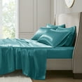 thumbnail image 5 of Comfort Classics Satin Teal Luxury 6 PC Sheet Set, Queen - Wrinkle Free, 5 of 18