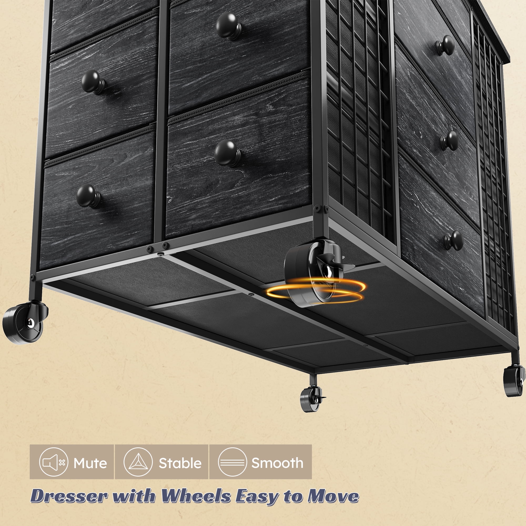 EnHomee 24 Drawers Dressers for Bedroom Closet Dresser Fabric Drawers with Wheels,Black