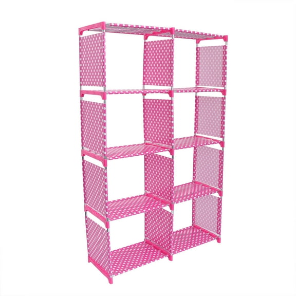 WORGEOUS  Double Row Bookshelves Storage Sundries Shelving Student Pink