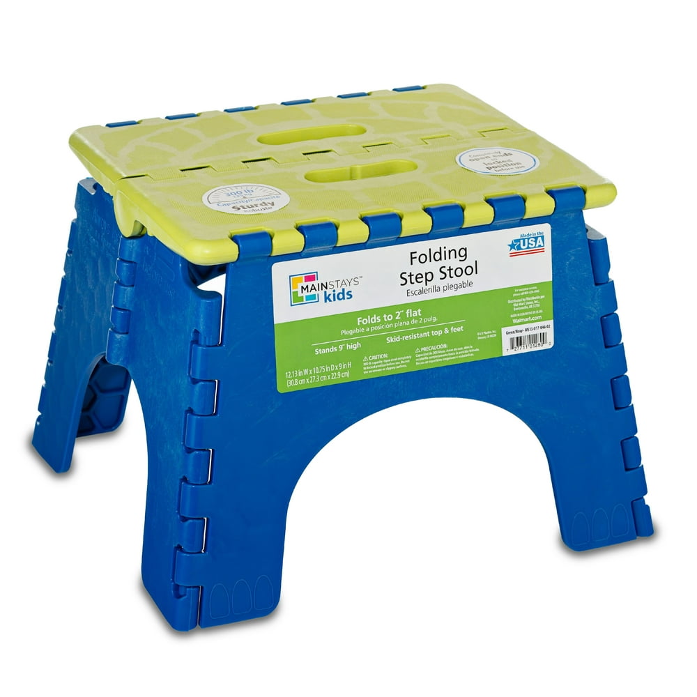 Mainstays 9" Folding Step Stool Green/Navy
