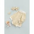 thumbnail image 3 of Qiylii Baby Girls Floral Romper Long Sleeve Round Neck Bodysuit + Bow Headband, 3 of 8