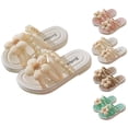thumbnail image 4 of ZACPNCV Girl's Cute Bowknot Square Open Toe Slide Sandals Summer Leather Slippers Mint Green 7.5-9 Years, 4 of 4