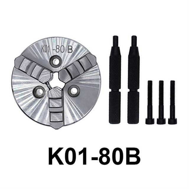 K01-63 50 80 Lathe Mini Chuck 3 Jaws Woodworking Hand Chuck With Mounting Thread Screw Rod Self-Centering Lathe Chuck Tool ,Used for Long Time