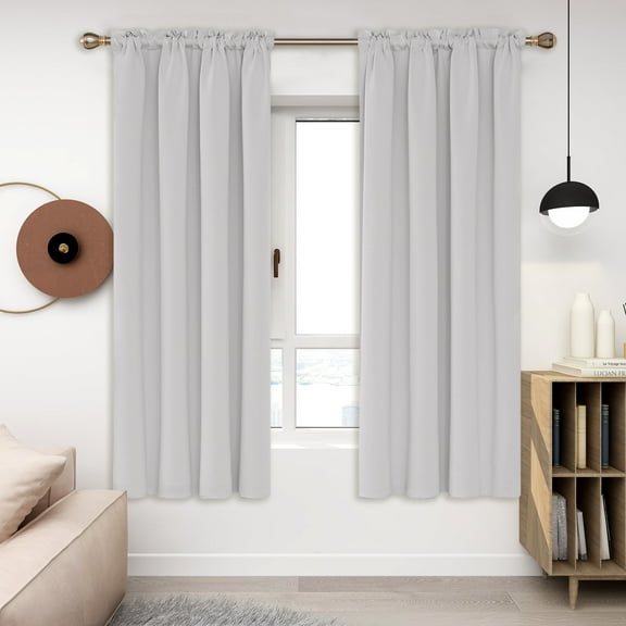 Deconovo Grayish White Blackout Curtains Rod Pocket Curtain Panels Room Darkening Curtains for Bedroom 52 W x 72 L inch 2 Panels