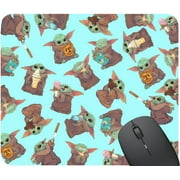 Baby Yoda Snacking on Disneyland Treats - Star Wars Mandalorian Mouse Pad - 10" X 8.5"