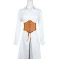 thumbnail image 5 of INSPIRE CHIC Women's Elastic Wide Corset Belts, Vintage Lace-up Tied Cinch Waspie Waist Belt for Dresses 27.2x7.7" Camel, 5 of 6