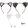 thumbnail image 2 of Cat Ears Headband Lace 3PCS Fashion Hair Hoop Hair Accessory Cosplay Decoration, 2 of 10