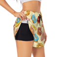 thumbnail image 3 of Running Shorts for Women, Donut Print Light Yellow Workout Athletic Shorts with Pockets, Lounge Yoga Shorts Women, 3 of 7