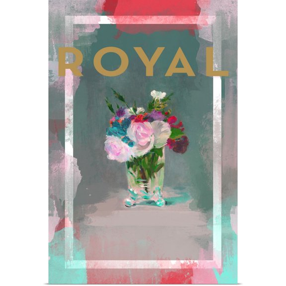 Great BIG Canvas | Rolled Kate Lillyson Poster Print entitled Color Splash Floral - Royal