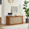 thumbnail image 5 of Rattan Storage Chest, 40" Wooden Storage Bench with Safety Hinge,Blanket Chest,Entryway Bench,Supports 80 lb, Storage Trunk for Living Room, Bedroom, 5 of 9