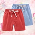 thumbnail image 2 of KAUOD Boys Girls Casual Shorts 2 Pack Elastic Waist Light Wide Leg Midi Shorts Summer Beach Solid Cute Short Pants, 2 of 3