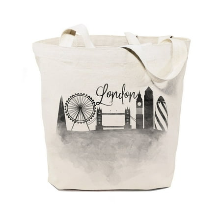 London Cityscape Cotton Canvas Tote Bag