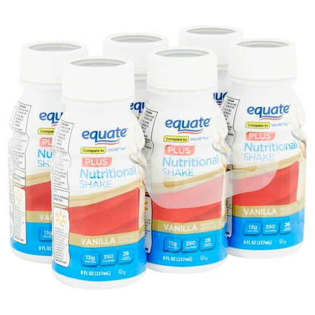 Equate Nutritional Shakes Plus, Vanilla, 8 fl oz, 6 (Best Nutritional Shakes For Weight Gain)