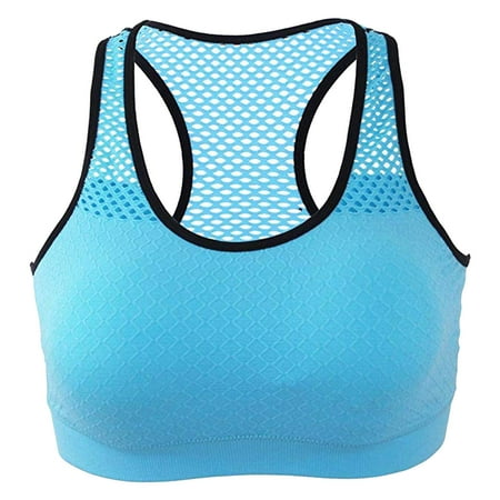 Mrat Sports Bras for Women Racerback Tank Tops with Padded Seamless High Support for Yoga Gym Workout Bra Everyday Tank Bra S-37 Blue S