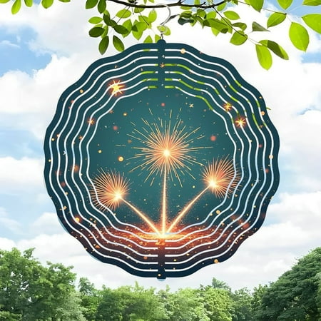 3D Metal Hanging Wind Spinners – Concentric Ring Design with Fireworks Burst – Perfect for Yard and Garden Decor – Create a Festive Atmosphere 3D Metal Hanging Wind Spinners – Concentric Ring Design with Fireworks Burst – Perfect for Yard and Garden Decor – Create a Festive Atmosphere