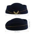 thumbnail image 4 of WORGEOUS Sombrero de azafata de aire para mujer Sombrero de asistente de vuelo de lana Gorra de azafata para disfraz Cosplay Interpretación musical - Talla M (azul marino), 4 of 8