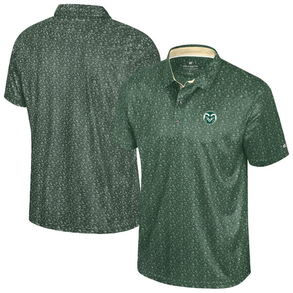 Men's Colosseum Green Colorado State Rams Football Print Polo