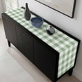 thumbnail image 5 of Sage Green Buffalo Plaid Table Runner 108 Inches Long, Green White Checkered Farmhouse Kitchen Coffee Dining Table Decoration for Home Party Birthday Wedding Home Decor 13x108 Inches, 5 of 8
