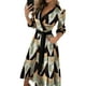 thumbnail image 2 of Lucakuins Mujeres Tie-up Vestido de Media Altura, Adultos Color Sólido/Estampado Manga Larga Escote en V Una Pieza Lucakuins  moda, 2 of 9