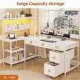thumbnail image 6 of 47" L Shaped Desk with 5 Drawers & Hutch, Reversible Gaming Desk with LED Lights & Outlets, Computer Desk with Open Shelves & Storage Bag for CPU, Books etc for Home Office, Space Saving, White, 6 of 7