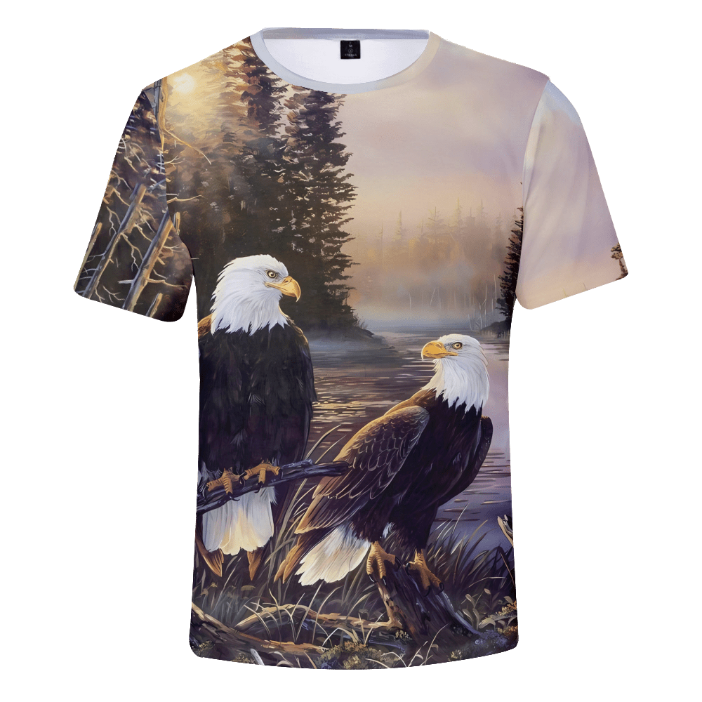 KONEW TShirts 3D Printing Eagle T Shirts Loose Fit Mens Streetwear,7XL