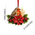 thumbnail image 2 of Christmas Bird Acrylic Ornament 3.9 Inch Poinsettia Candle Hanging Tree Decor Design B, 2 of 8
