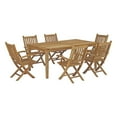 thumbnail image 3 of Modway Marina 7-Piece Teak Wood Patio Dining Set with Arm Chair in Natural, 3 of 5