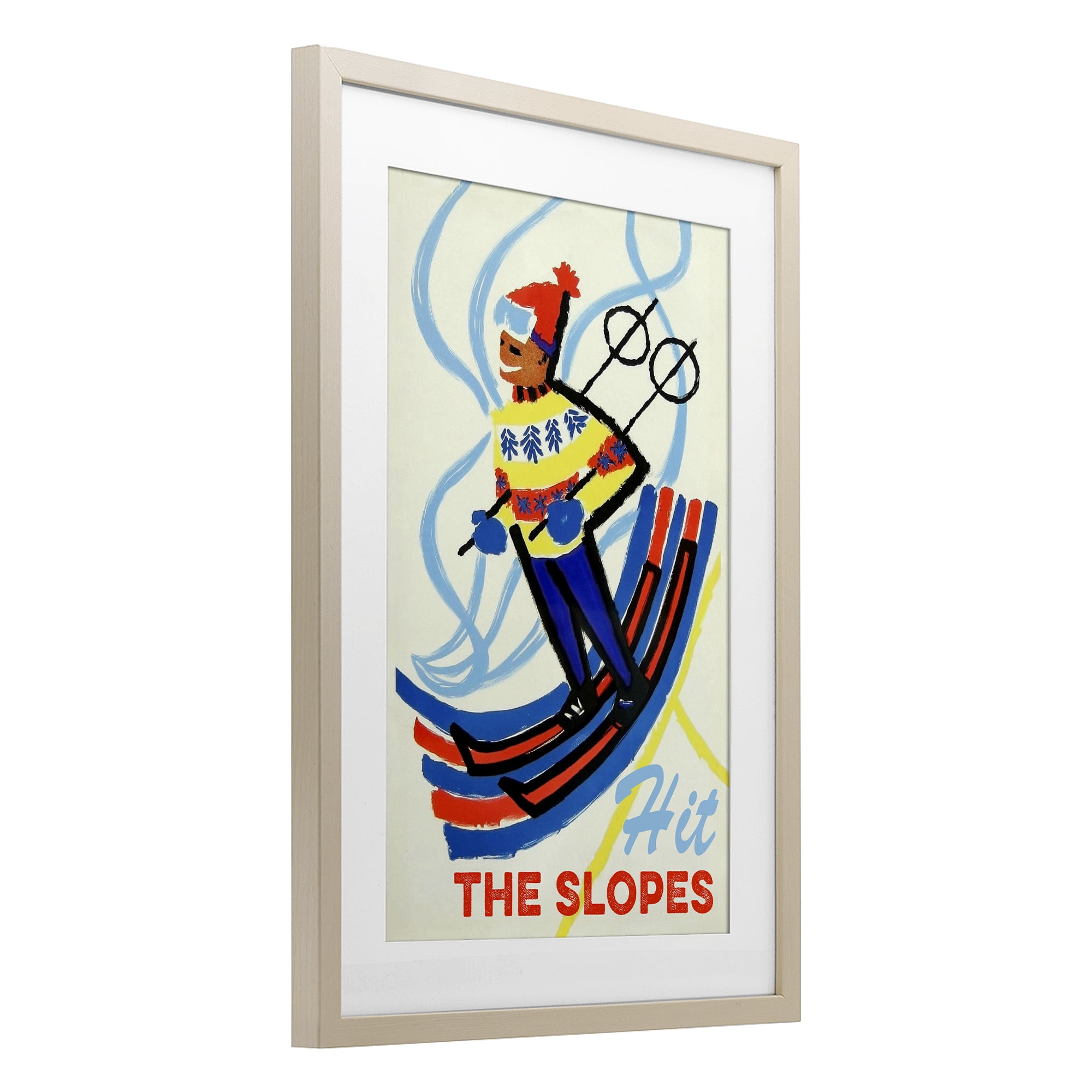 Stupell Industries Vintage Hit The Slopes Birch Framed Print Under Glass, design by Grotto Studios