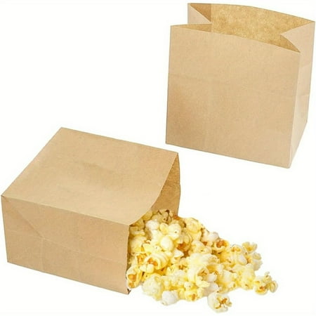 50pcs Small Brown Paper Bags for Snacks, Greaseproof Kraft Paper Bags, Recyclable, and Biodegradable, Small Brown Kraft Wrappers For Popcorn, Cookies, Fries, Crafts, Gift Wrapping Bag in Bulk