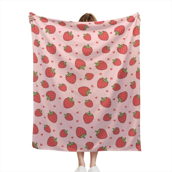 Strawberry Blankets for Kids Strawberry Throw Blanket for Boys and Girls Soft Fleece Kids Blanket Toddler Blankets Birthday Gifts Decor Blankets for Bed