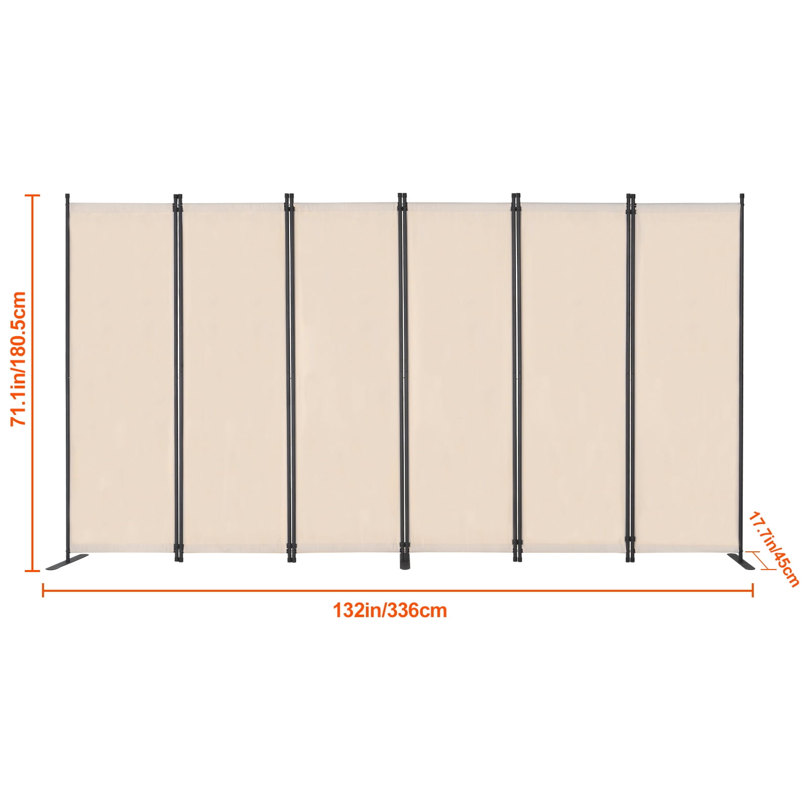 VEVOR Room Divider, 6 Panel Room Divider, Folding Privacy Screen and Portable Partition Divider for Room Separation, Freestanding Room Partitions for Office, Bedroom, Study, Beige