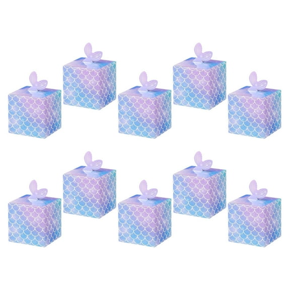 COSMOBETTY Paper Dessert Boxes Mermaid Boxes Purple 10Pcs Storage