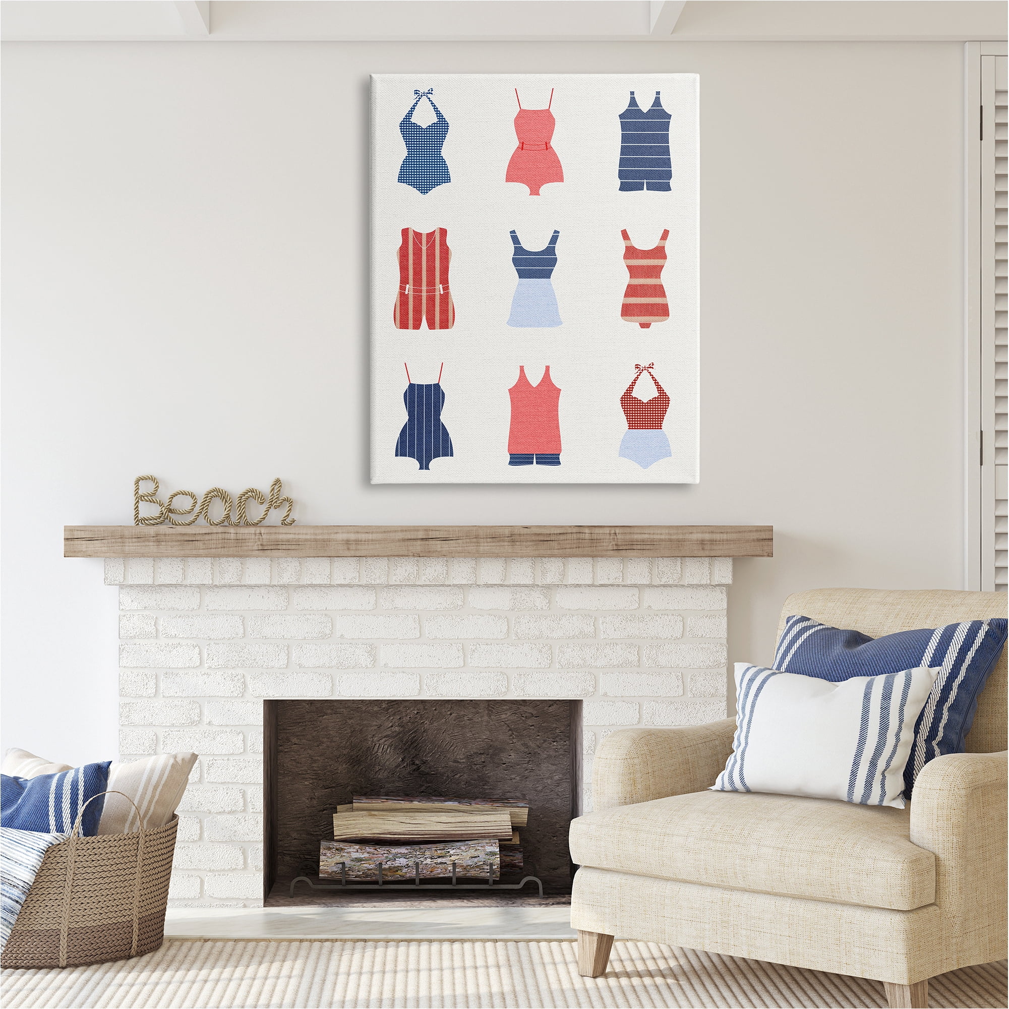 Stupell Industries Vintage Swimwear Fashion Beauty & Fashion Painting Gallery Wrapped Canvas Art Print Wall Art, 36 x 48