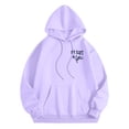 thumbnail image 4 of NinXxx Women's Letter Print Hoodie Long Sleeve with Pockets Purple XL, 4 of 8